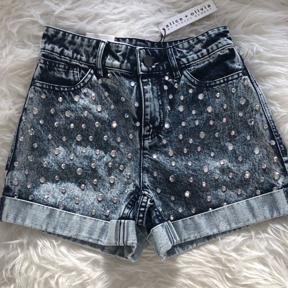 🖤 NWT Alice + Olivia Studded Denim Kenda Shorts